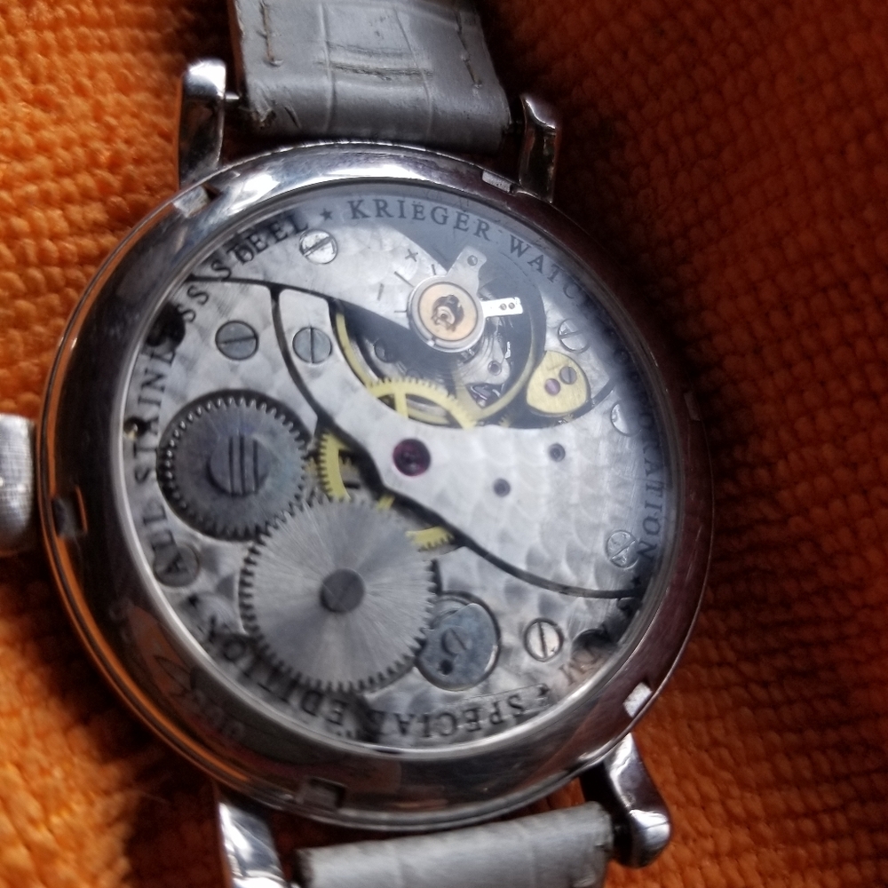 Silver Mechanical Watch with Gray Strap